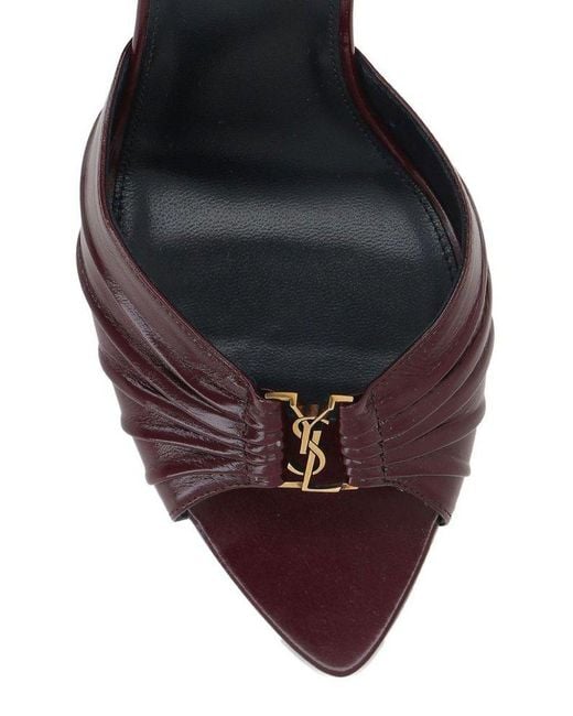 Saint Laurent Red Babylone Cassandre 90 Leather Mules