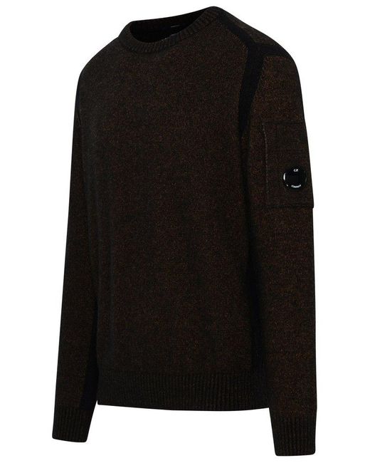C P Company Black Crewneck Sleeved Sweater for men