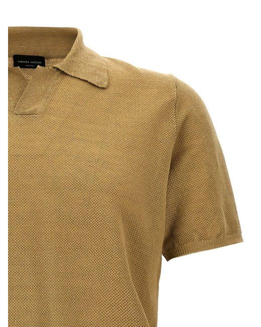 Roberto Collina Green Knit Polo Shirt for men