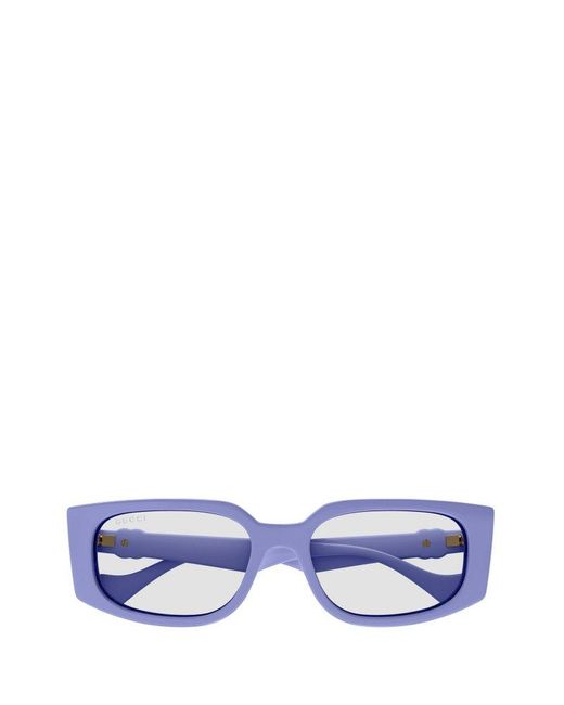 Gucci Blue Rectangular Frame Sunglases