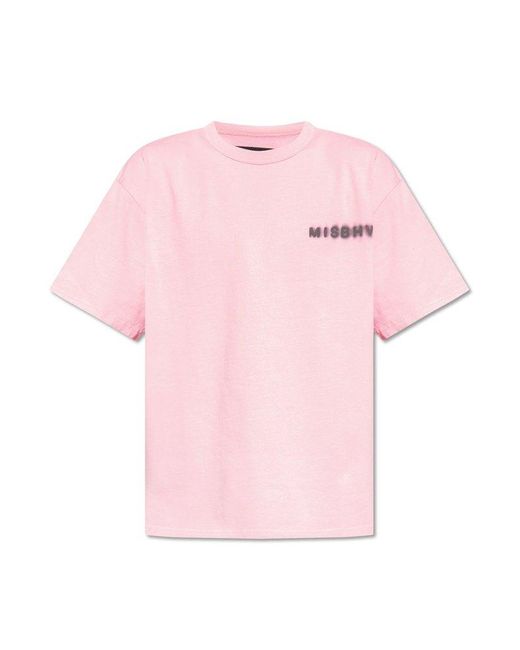 M I S B H V Pink T-shirt With Logo, for men