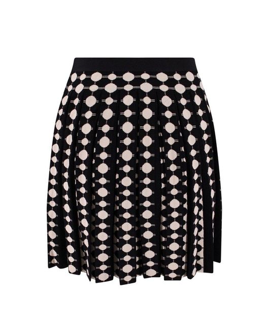 Tory Burch Black All-over Geometric Pattern Pleated Skirt