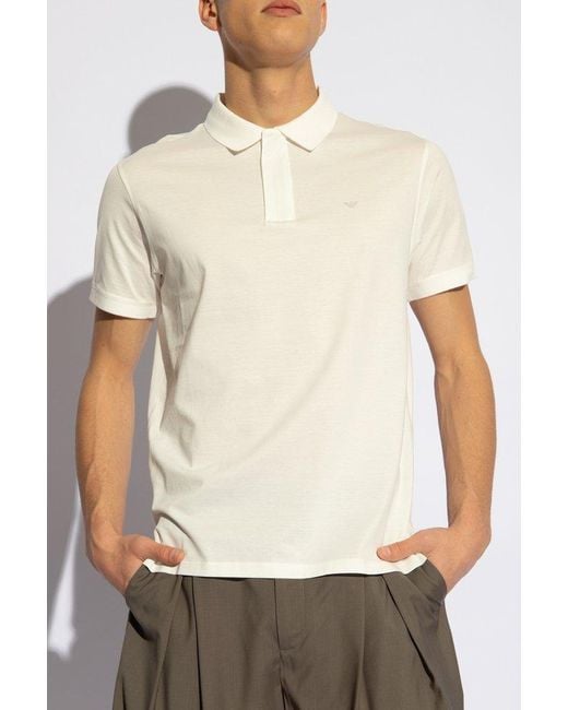 Emporio Armani Natural Cotton Polo Shirt With Logo for men