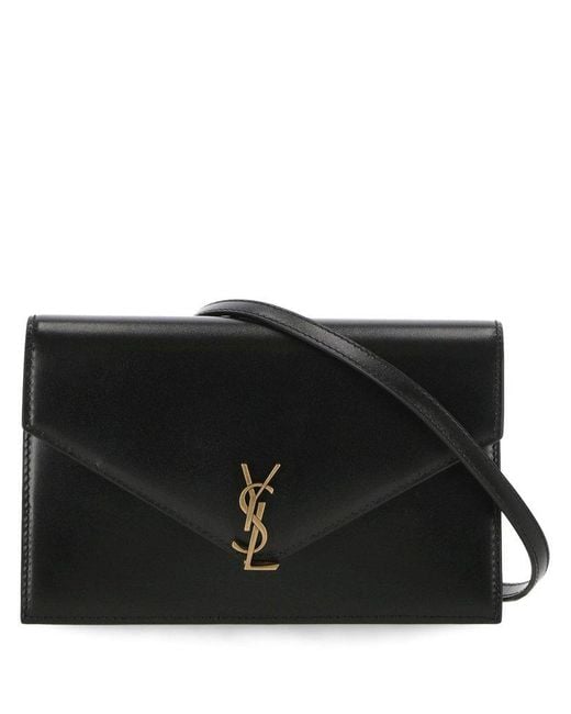 Saint Laurent Black Envelope Foldovet Top Mini Shoulder Bag