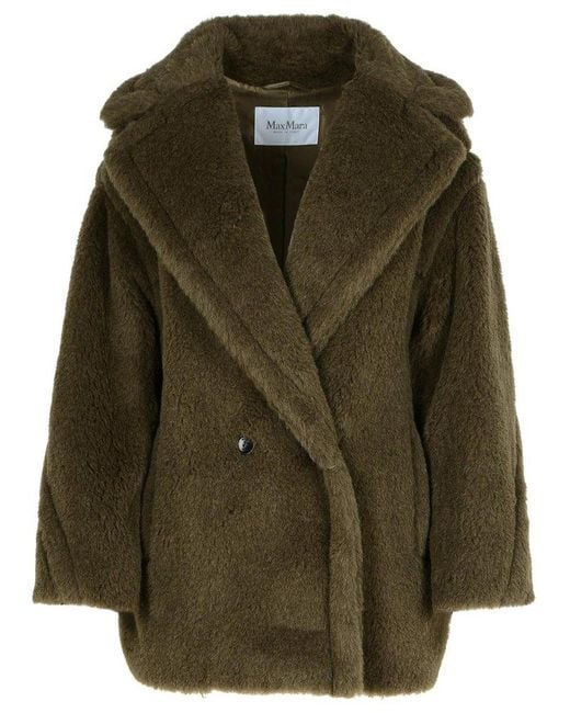 Max Mara Green Oversized Double-Breasted Alpaca-Blend Coat