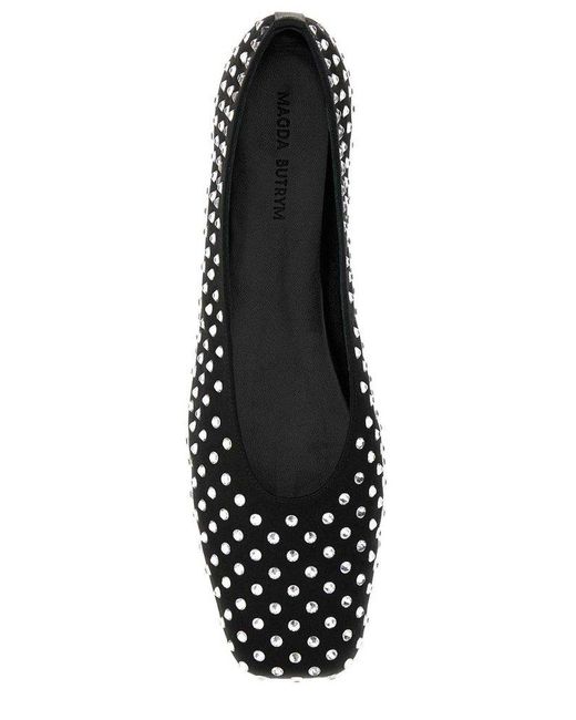 Magda Butrym Black Ballet Flats Satin Crystals