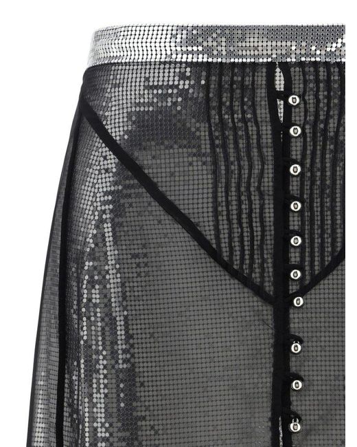Rabanne Gray Semi-sheer Jupe Long Skirt