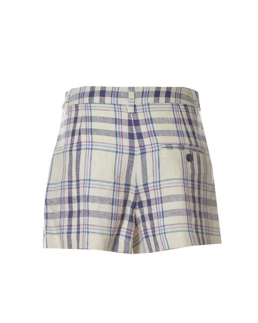 Check Printed Pleated Shorts 
