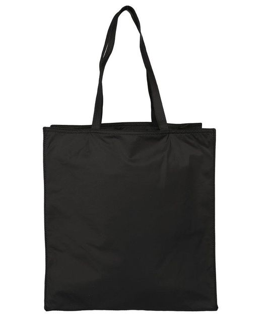 Aspesi Black Logo Printed Shopper Bag