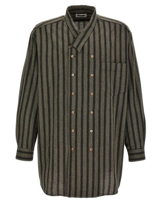 Magliano Gray Double Breasted Stripe Detailed Shirt for men