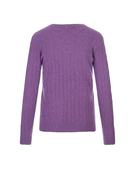 Polo Ralph Lauren Purple Pony Embroidered Cable-knit Jumper