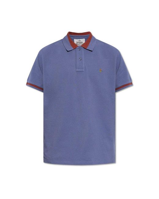 Vivienne Westwood Blue Polo Shirt With Logo, for men