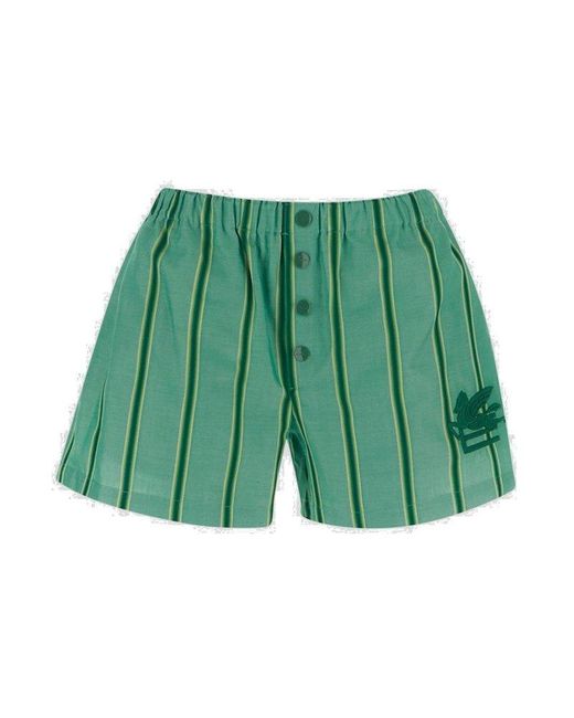 Etro Green Striped Shorts