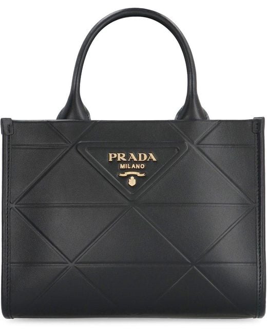 Prada Black Mini Symbole Leather Bag With Stitching