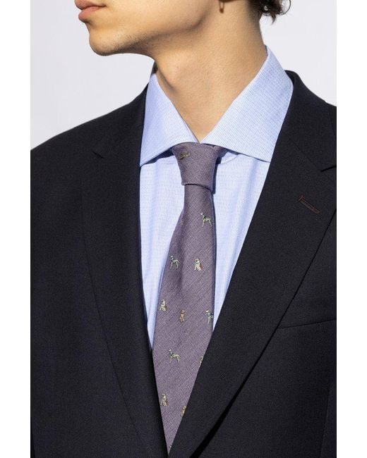 Paul Smith Purple Silk Tie for men