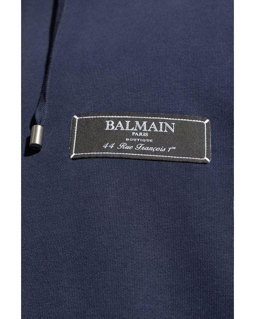 Balmain Blue Sweatshirt With Logo, for men