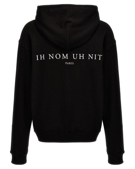 Ih Nom Uh Nit Black Logo Printed Drawstring Hoodie for men