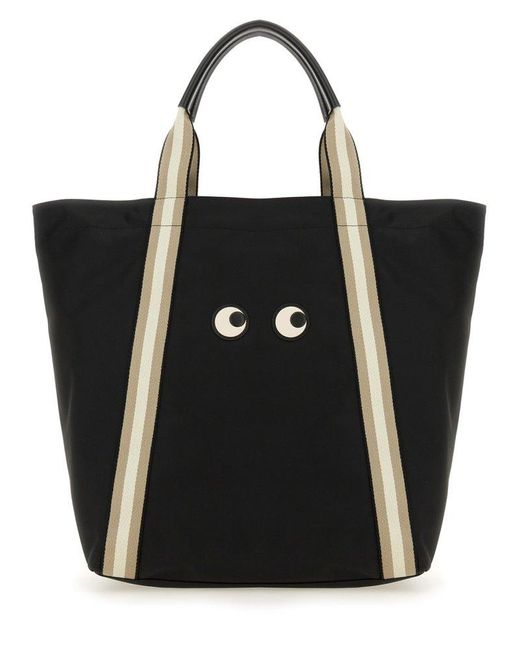 Anya Hindmarch Black "Eyes" Shopping Bag