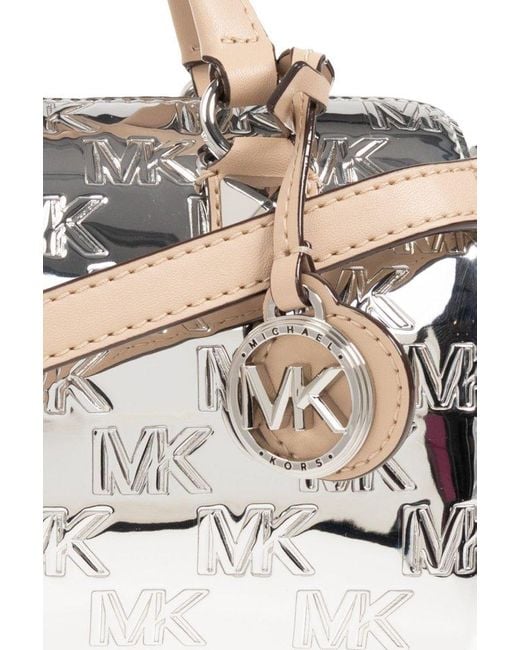 MICHAEL Michael Kors Metallic Grayson Logo Embossed Mini Tote Bag