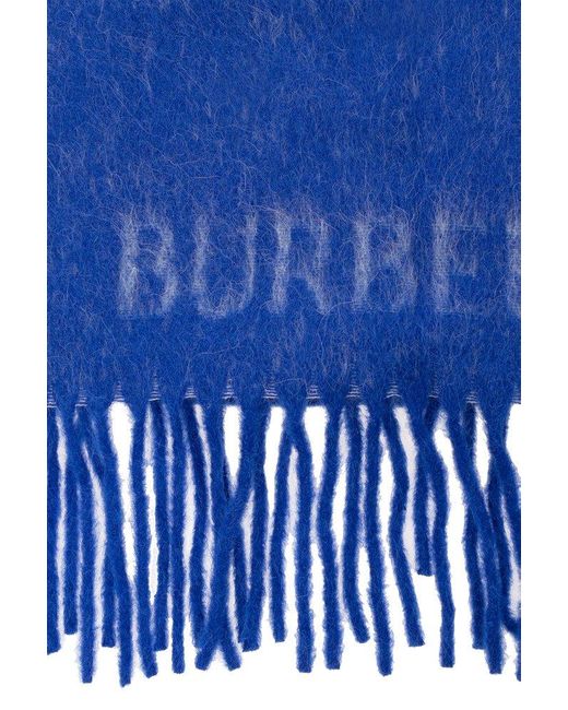 Burberry Blue Scarf With Logo,