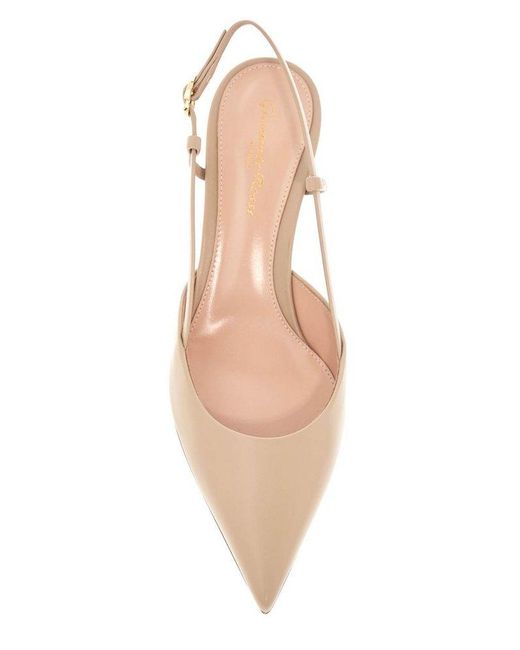 Gianvito Rossi Pink Ascent Pointed-Toe Slingback Pumps