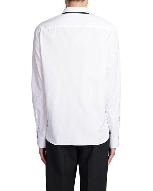 Neil Barrett White Contrasting-collar Long-sleeved Shirt for men