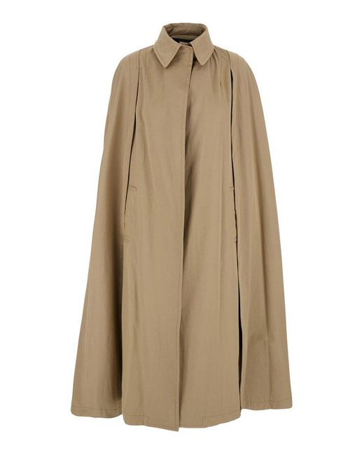 FEDERICA TOSI Natural Cape With Collar And Hidden Closure