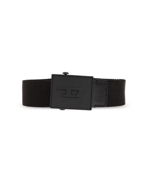 DIESEL Black 'd Logo B-plakue' Belt, for men