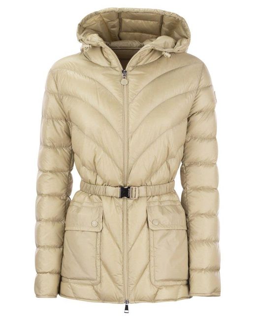 Moncler Natural Argenno - Down Jacket With Hood And Belt