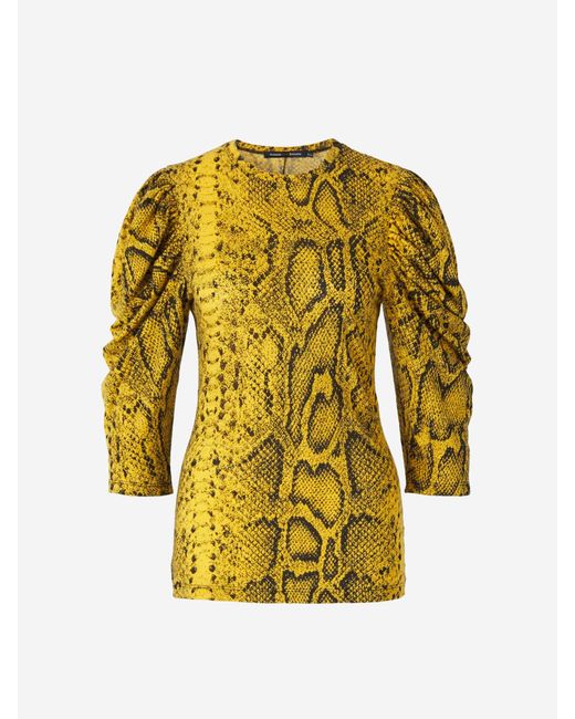 yellow snake print top