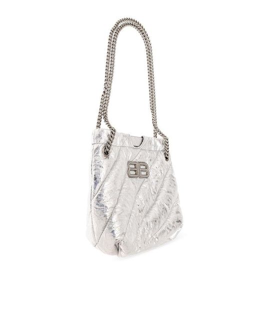 Balenciaga White Crush Xs Quilted Tote Bag