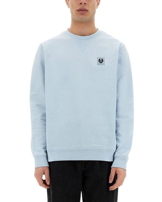 Belstaff Blue Logo Patch Crewneck Sweater for men