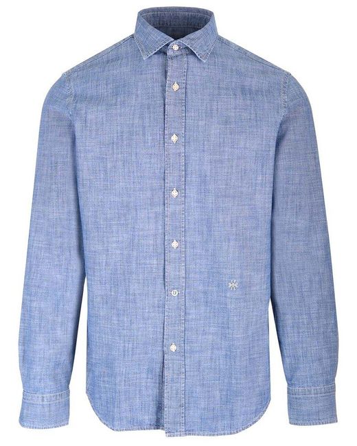Jacob Cohen Blue Logo-embroidered Button-up Denim Shirt for men
