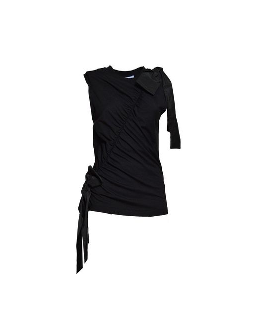 MSGM Black Bow-detailed Sleevelss Top