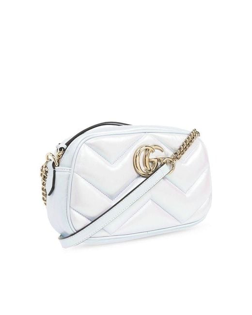 Gucci White 'GG Marmont Small' Shoulder Bag