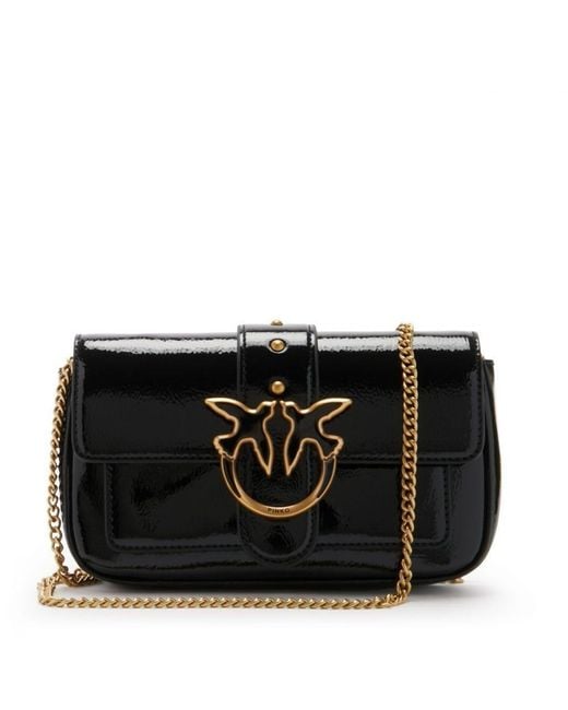 Pinko Black Love One Pocket Chained Shoulder Bag