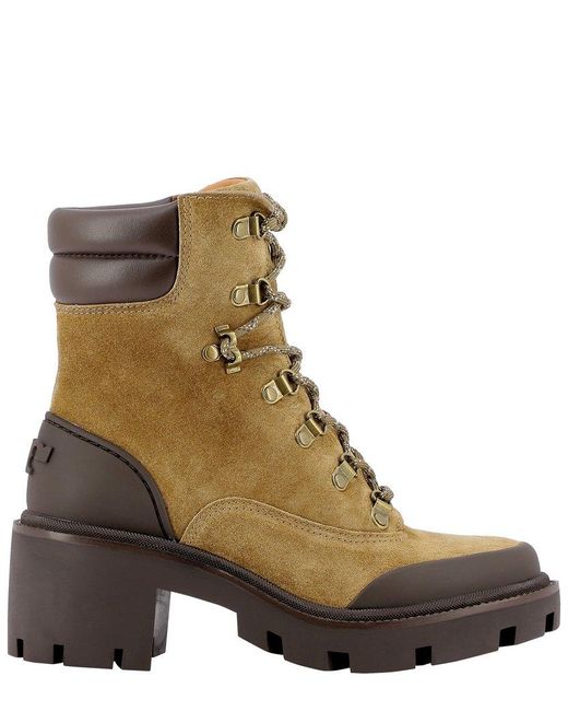 Tory Burch Rubber Lug Sole Ankle Boots in Beige (Natural) | Lyst