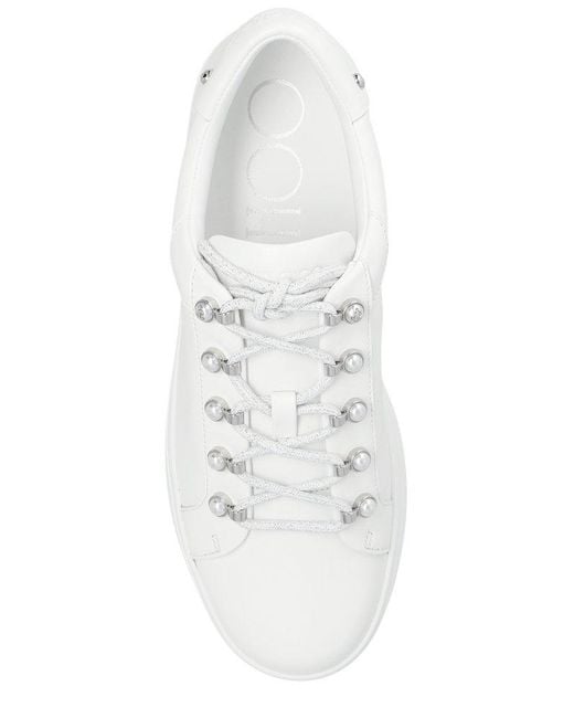 Jimmy Choo White Antibes Embellished Low-top Sneakers