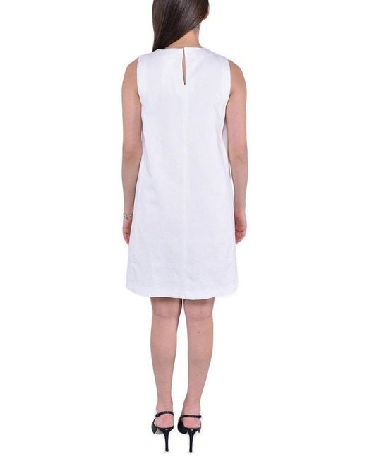 Weekend by Maxmara White Racer Crewneck Sleeveless Dress