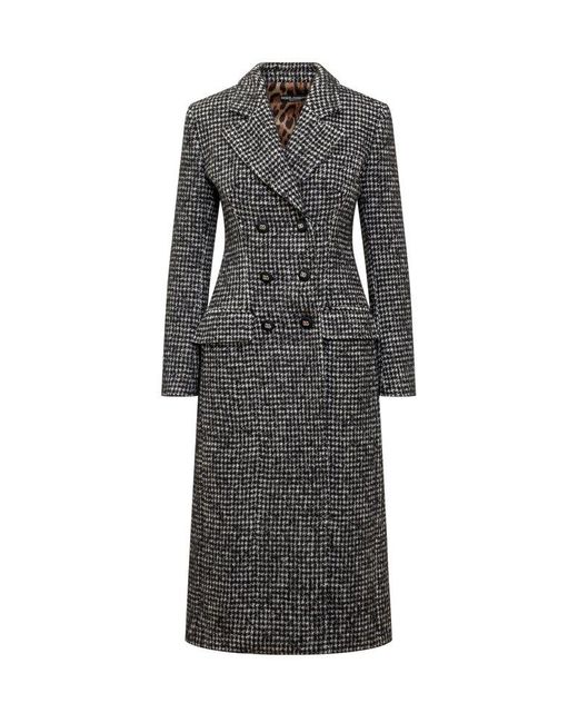 Dolce & Gabbana Gray Double-breasted Houndstooth Coat