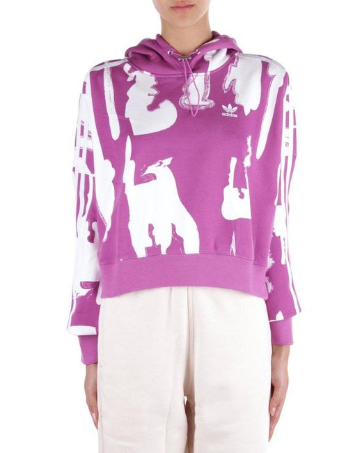 Adidas Originals Pink Psychedelic Print Long-sleeved Hoodie