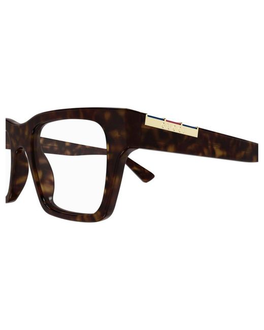 Gucci Brown Square Frame Glasses for men