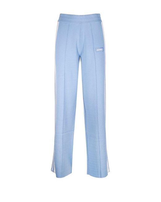 Autry Blue Logo Embroidered Stripped Knitted Track Pants