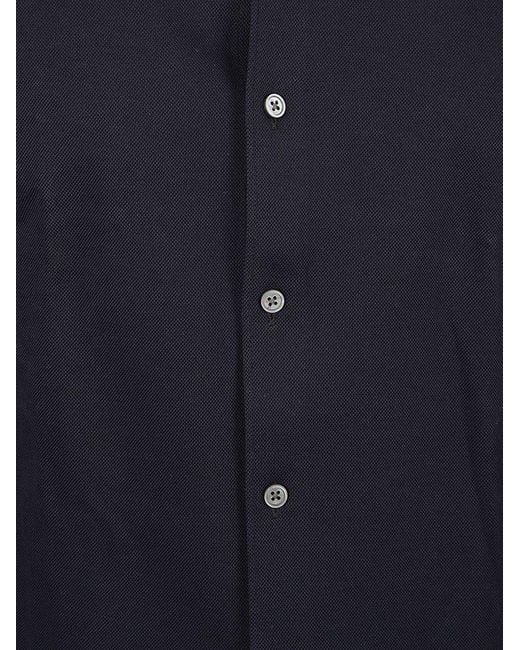Zegna Blue Long Sleeved Buttoned Shirt for men