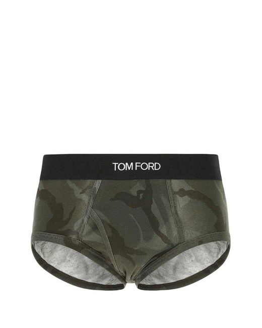 Mens Underwear Tom Ford Underwear Tom Ford Cotton Camouflage-print Logo Waistband Boxers in Grey Save 10% for Men Grey 