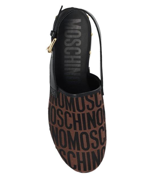 Moschino Black High-heeled Slingback Clogs