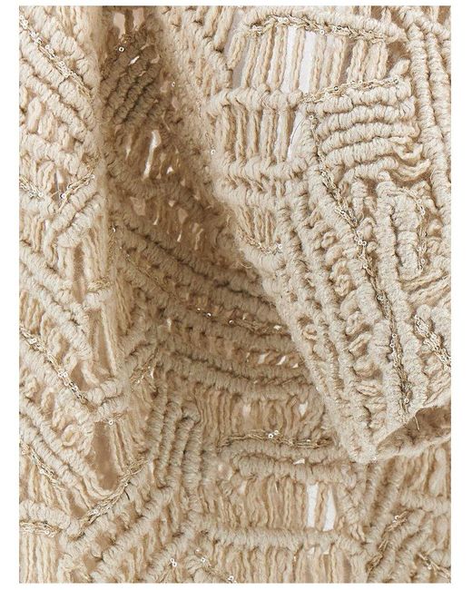 Brunello Cucinelli Natural 'opera Dazzling Macramé' Cardigan