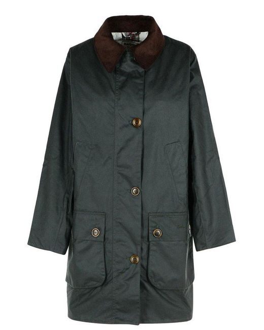 Barbour Black The Edit By Alexa Loren Oversized Waxed Jacket