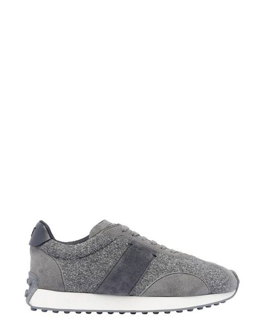 Tod's Gray Logo Embroidered Panelled Sneakers for men