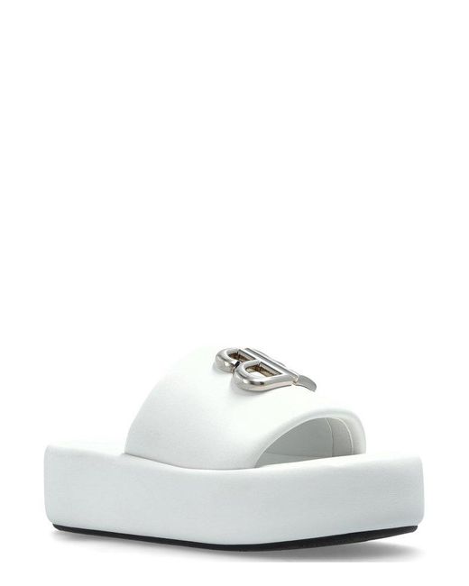 Balenciaga Leather Slippers in White | Lyst